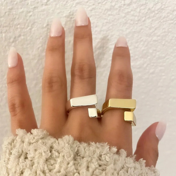 925 Sterling Silver Chunky Ring Thick Bold Double Bar Ring Geometric Ring Band - Picture 2 of 5